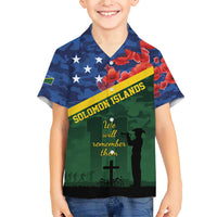 Personalised Solomon Islands Remembrance Day Family Matching Short Sleeve Bodycon Dress and Hawaiian Shirt We Will Remember Them with Camouflage Style