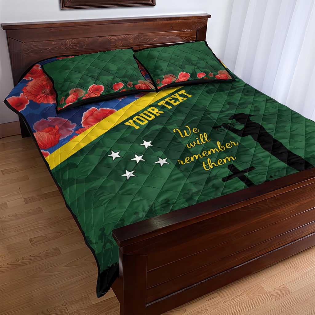 Personalised Solomon Islands Remembrance Day Quilt Bed Set We Will Remember Them with Camouflage Style