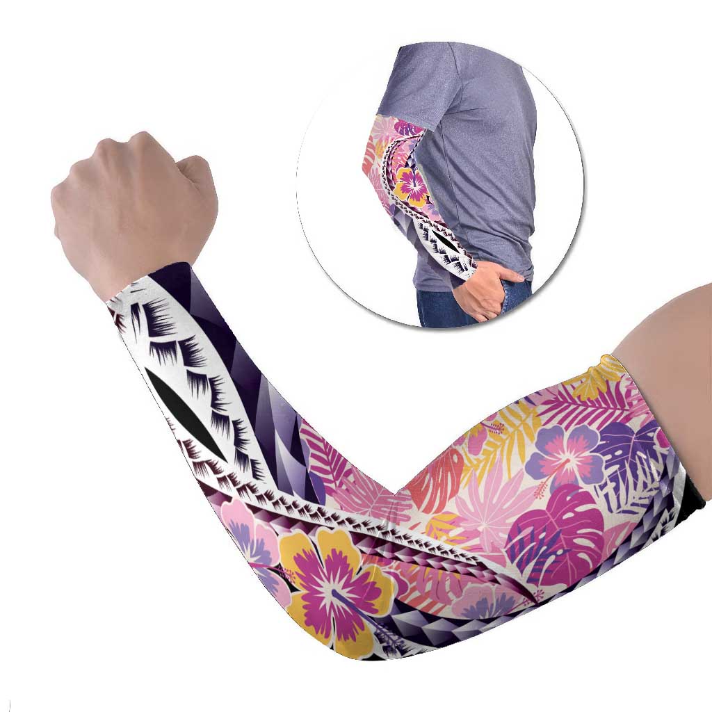 Aloha Vintage Hibiscus Lei Seamless Pattern Arm Sleeves LT9 Set of 2 Pink - Polynesian Pride