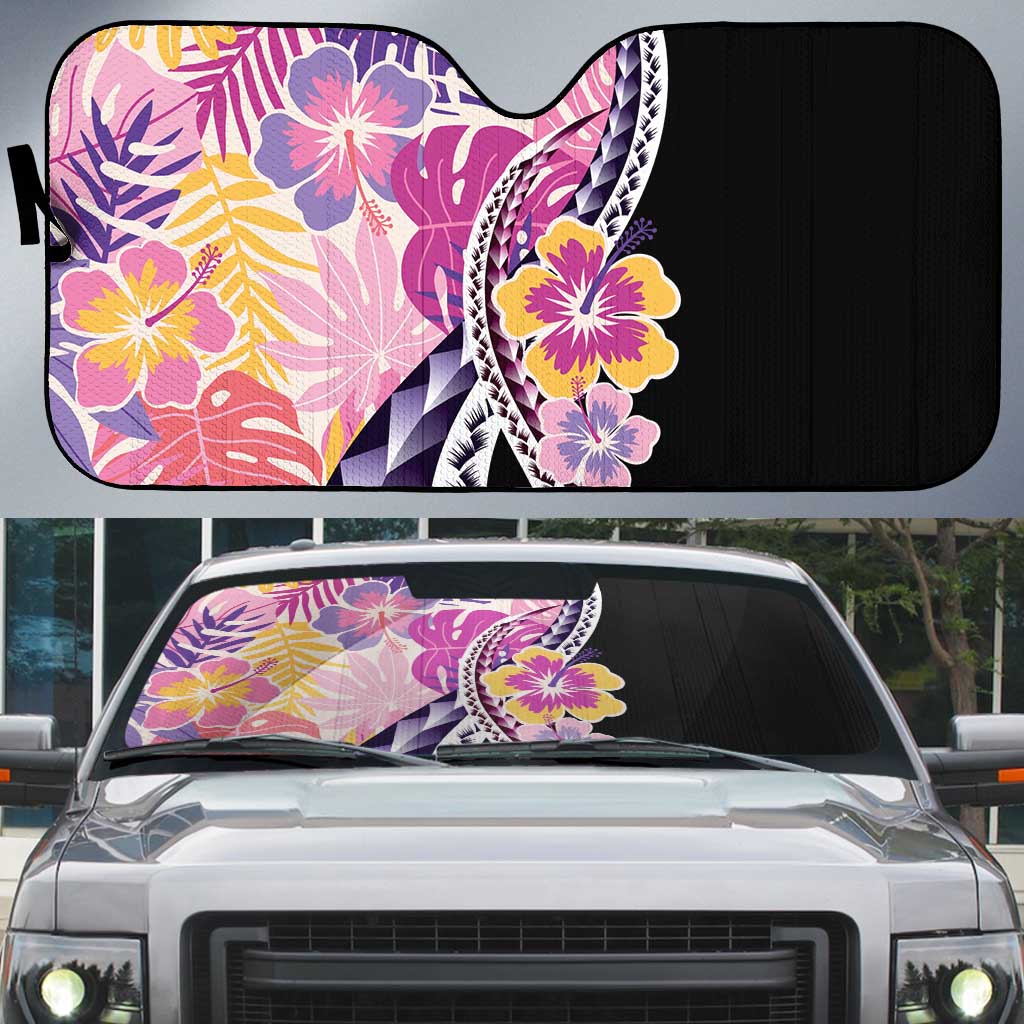 Aloha Vintage Hibiscus Lei Seamless Pattern Auto Sun Shade - Polynesian Pride
