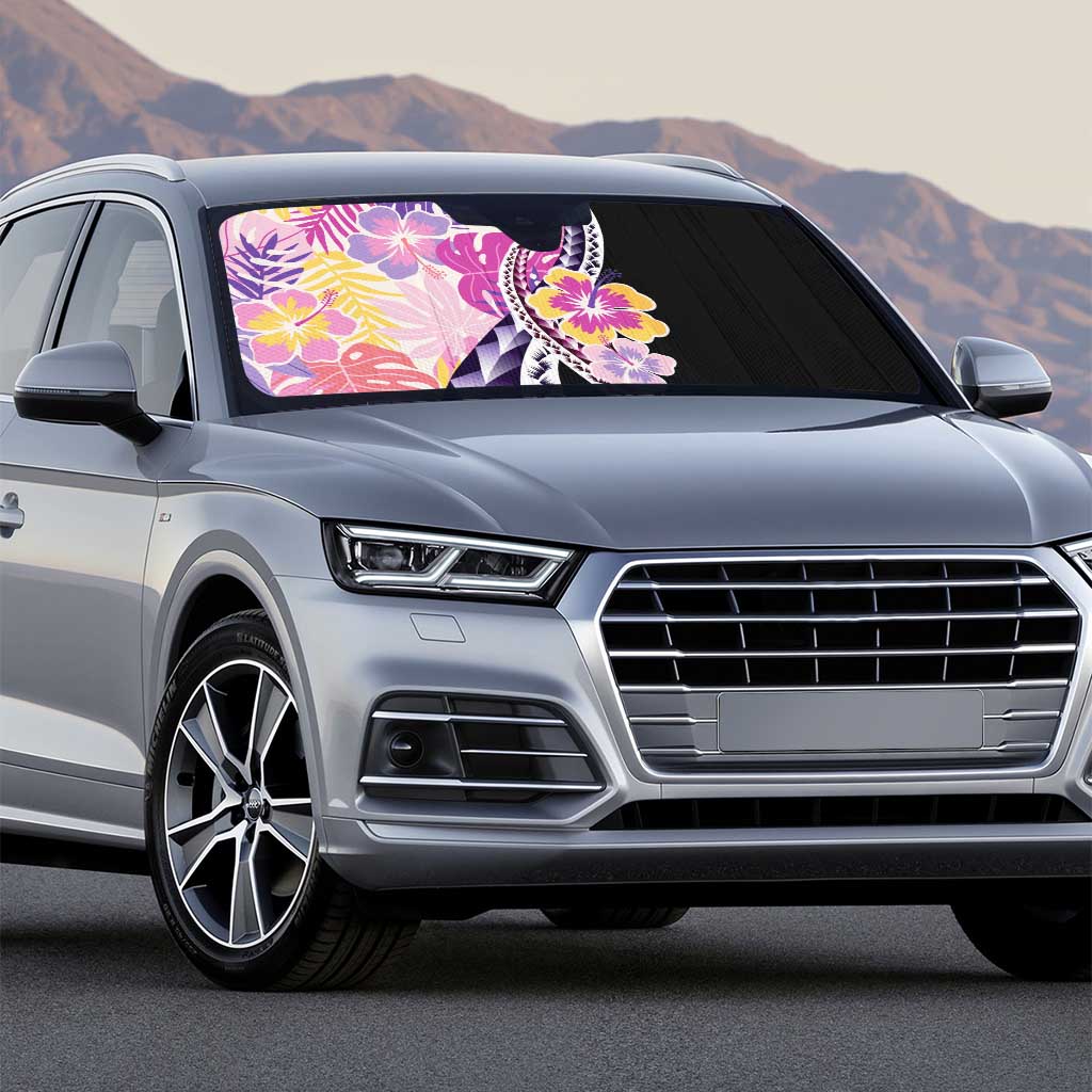 Aloha Vintage Hibiscus Lei Seamless Pattern Auto Sun Shade - Polynesian Pride