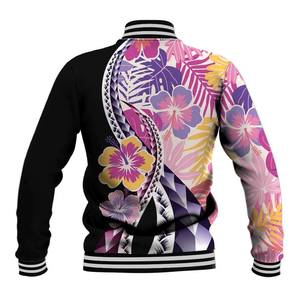 Aloha Vintage Hibiscus Lei Seamless Pattern Baseball Jacket - Polynesian Pride