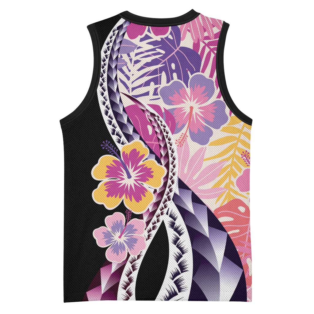Aloha Vintage Hibiscus Lei Seamless Pattern Basketball Jersey - Polynesian Pride
