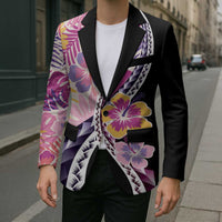 Aloha Vintage Hibiscus Lei Seamless Pattern Blazer - Polynesian Pride