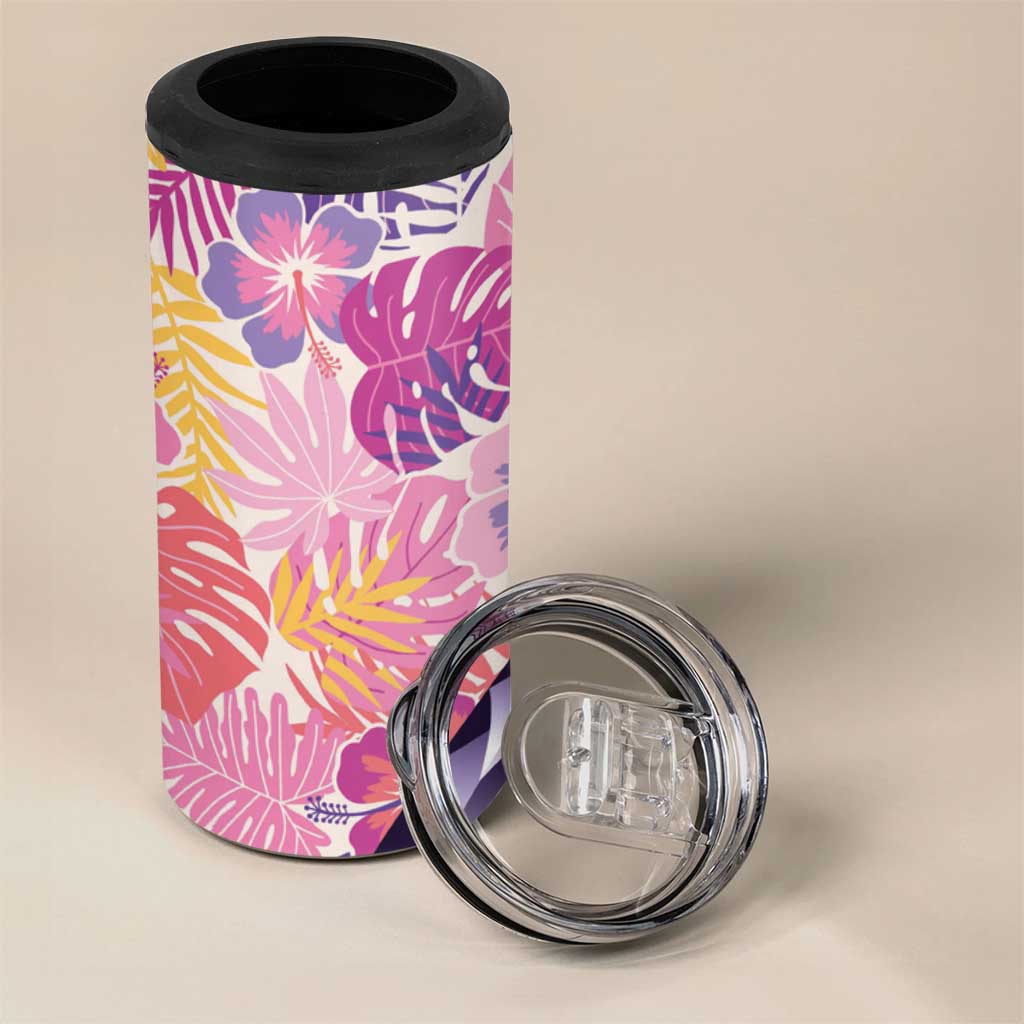 Aloha Vintage Hibiscus Lei Seamless Pattern 4 in 1 Can Cooler Tumbler - Polynesian Pride