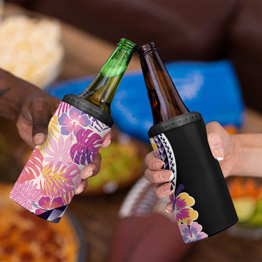 Aloha Vintage Hibiscus Lei Seamless Pattern 4 in 1 Can Cooler Tumbler - Polynesian Pride