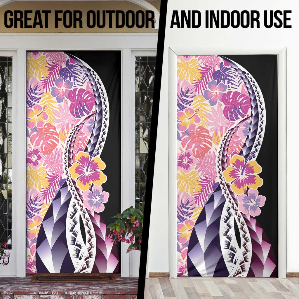 Aloha Vintage Hibiscus Lei Seamless Pattern Door Cover - Polynesian Pride