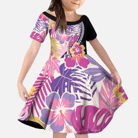 Aloha Vintage Hibiscus Lei Seamless Pattern Family Matching Tank Maxi Dress and Hawaiian Shirt - Polynesian Pride