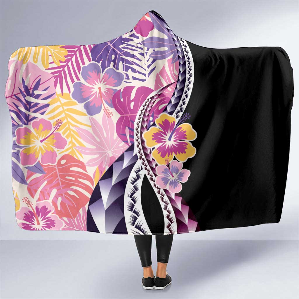 Aloha Vintage Hibiscus Lei Seamless Pattern Hooded Blanket LT9 One Size Pink - Polynesian Pride