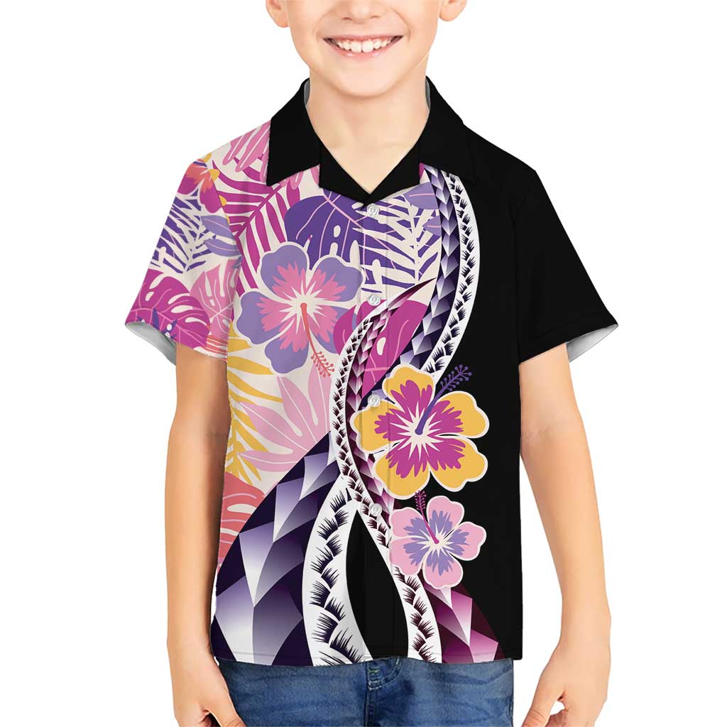 Aloha Vintage Hibiscus Lei Seamless Pattern Kid Hawaiian Shirt - Polynesian Pride