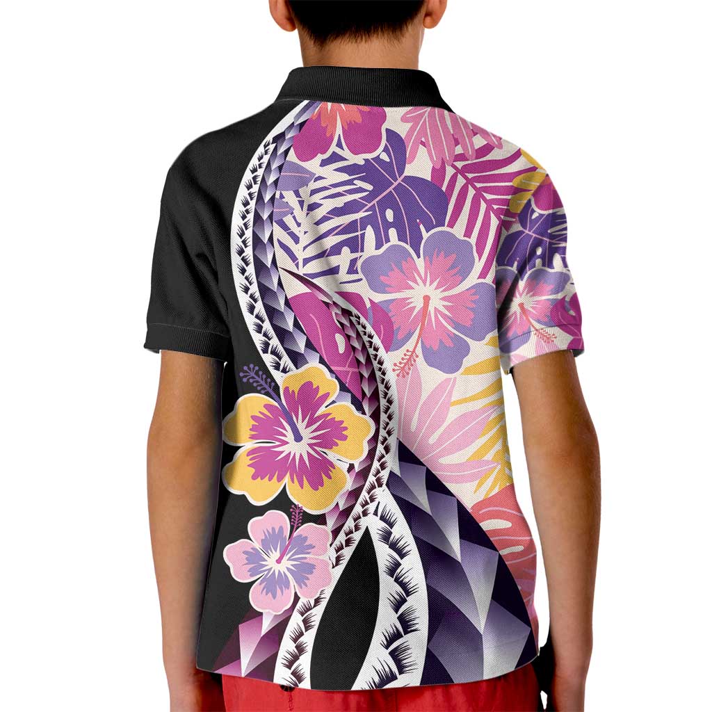 Aloha Vintage Hibiscus Lei Seamless Pattern Kid Polo Shirt - Polynesian Pride