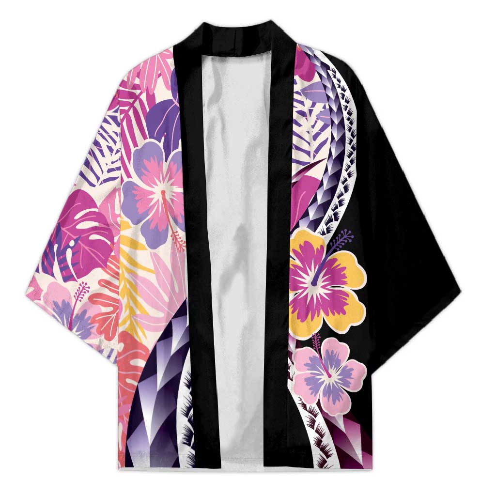 Aloha Vintage Hibiscus Lei Seamless Pattern Kimono - Polynesian Pride
