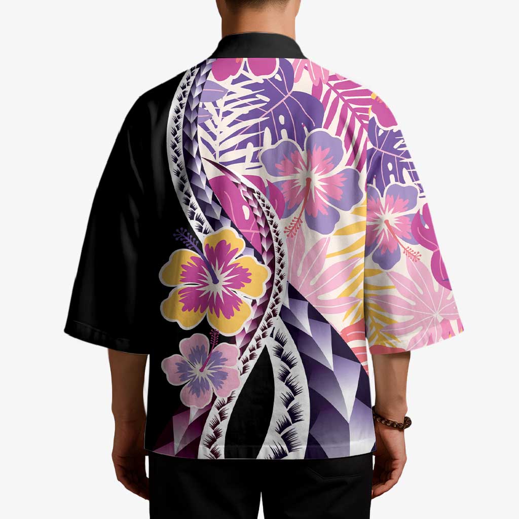 Aloha Vintage Hibiscus Lei Seamless Pattern Kimono - Polynesian Pride