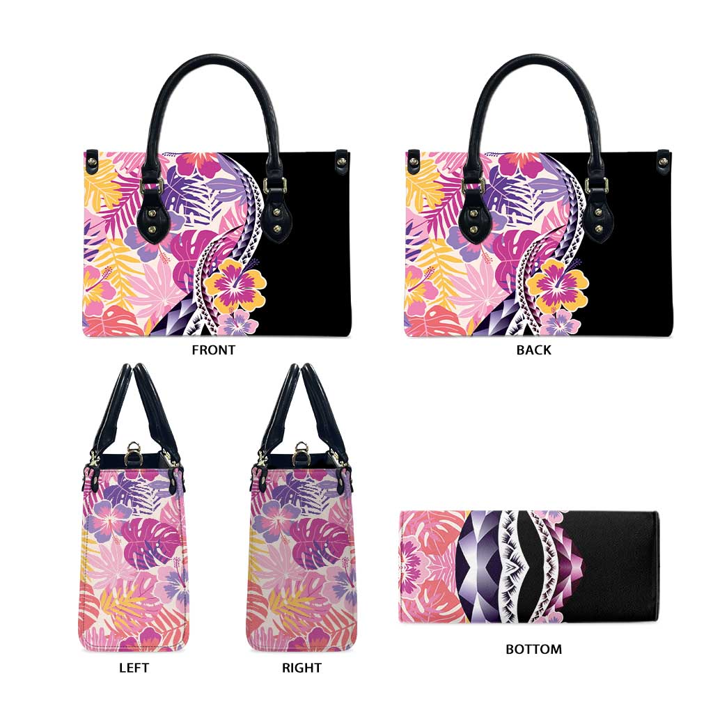 Aloha Vintage Hibiscus Lei Seamless Pattern Leather Bag - Polynesian Pride