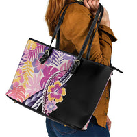 Aloha Vintage Hibiscus Lei Seamless Pattern Leather Tote Bag - Polynesian Pride