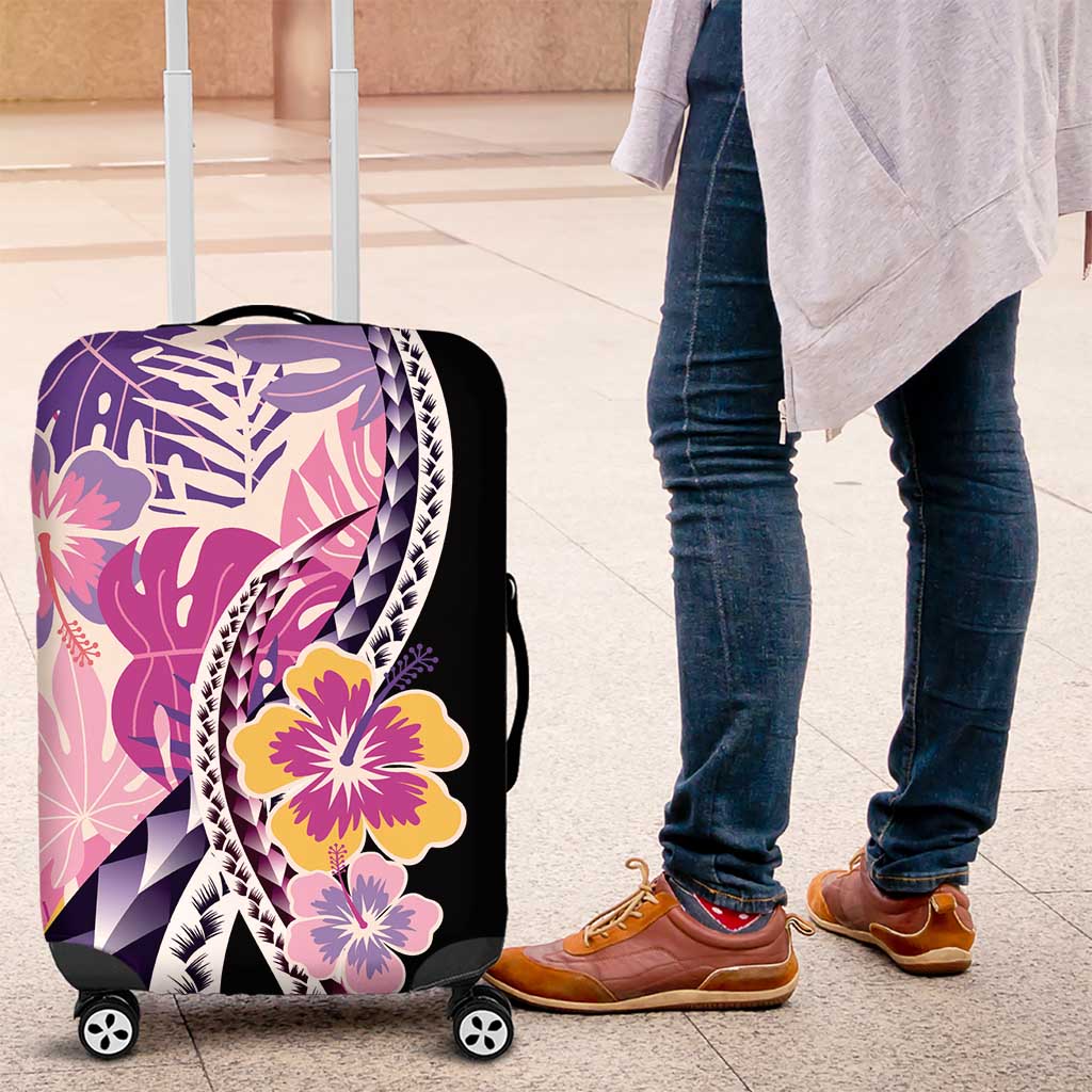 Aloha Vintage Hibiscus Lei Seamless Pattern Luggage Cover LT9 Pink - Polynesian Pride