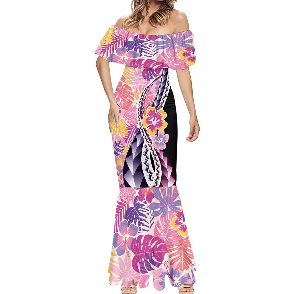 Aloha Vintage Hibiscus Lei Seamless Pattern Mermaid Dress - Polynesian Pride