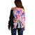 Aloha Vintage Hibiscus Lei Seamless Pattern Off Shoulder Sweater - Polynesian Pride