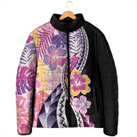 Aloha Vintage Hibiscus Lei Seamless Pattern Padded Jacket - Polynesian Pride