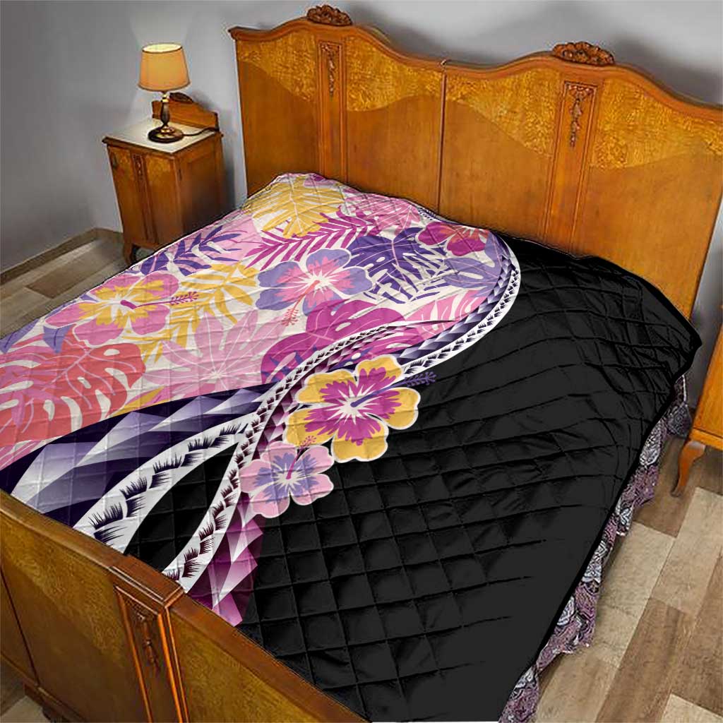 Aloha Vintage Hibiscus Lei Seamless Pattern Quilt - Polynesian Pride