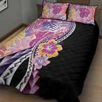 Aloha Vintage Hibiscus Lei Seamless Pattern Quilt Bed Set - Polynesian Pride