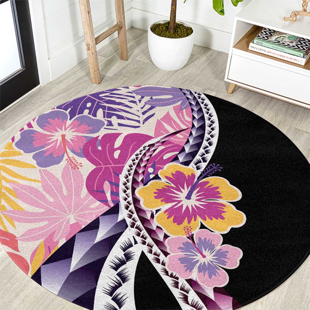 Aloha Vintage Hibiscus Lei Seamless Pattern Round Carpet LT9 Pink - Polynesian Pride