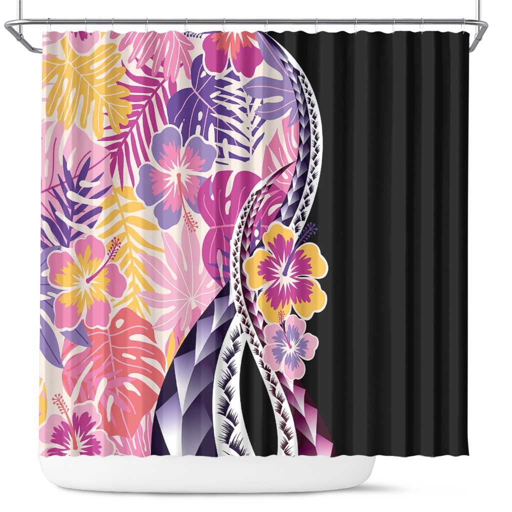 Aloha Vintage Hibiscus Lei Seamless Pattern Shower Curtain LT9 Pink - Polynesian Pride