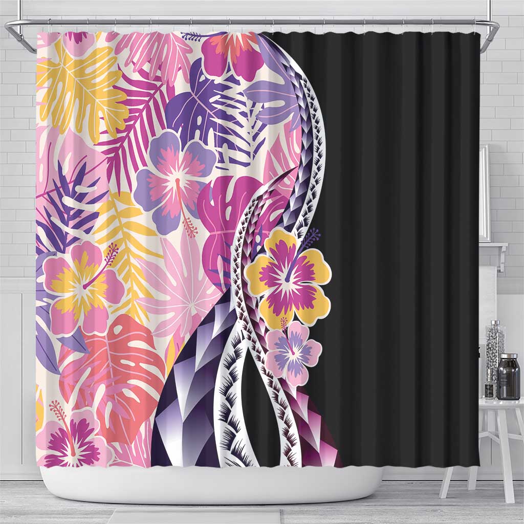 Aloha Vintage Hibiscus Lei Seamless Pattern Shower Curtain - Polynesian Pride
