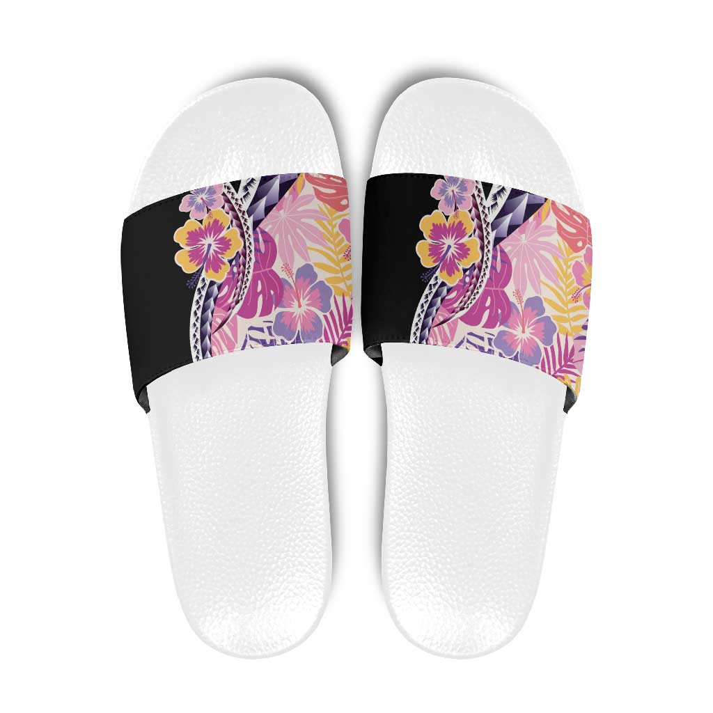Aloha Vintage Hibiscus Lei Seamless Pattern Slide Sandals - Polynesian Pride