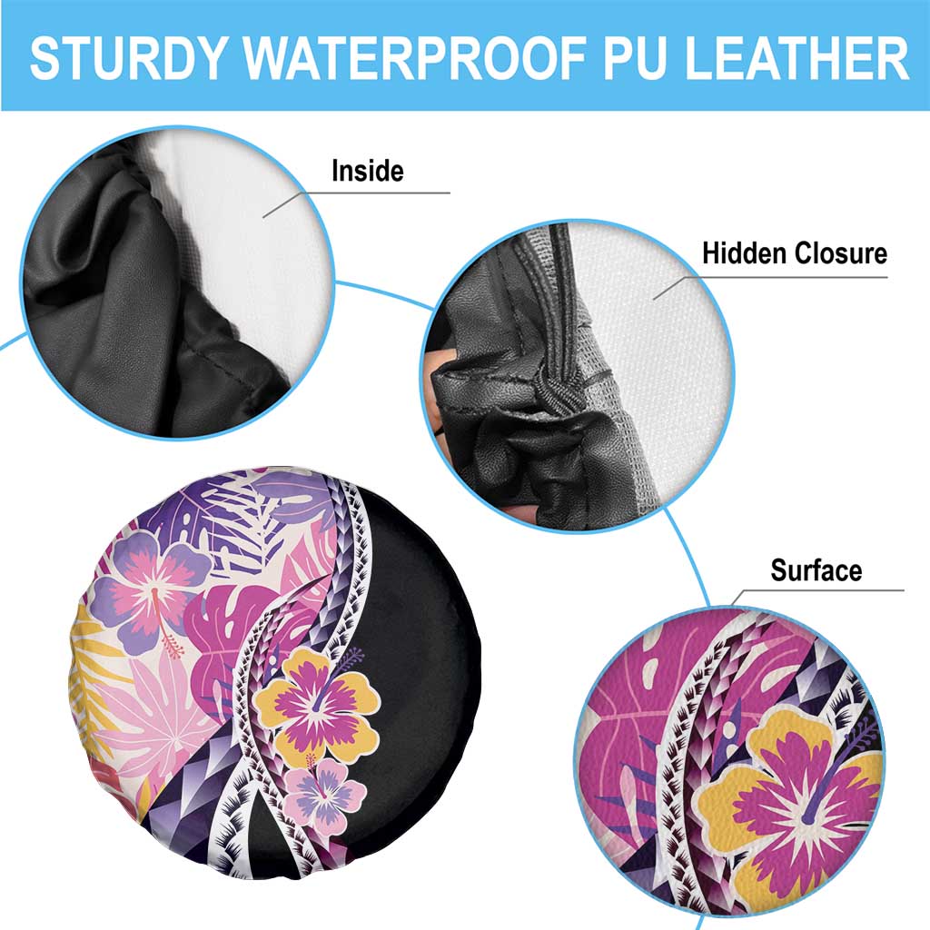 Aloha Vintage Hibiscus Lei Seamless Pattern Spare Tire Cover - Polynesian Pride