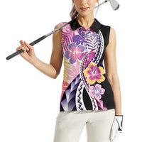 Aloha Vintage Hibiscus Lei Seamless Pattern Women Sleeveless Polo Shirt - Polynesian Pride