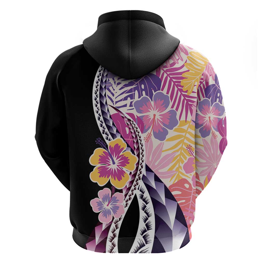 Aloha Vintage Hibiscus Lei Seamless Pattern Zip Hoodie - Polynesian Pride
