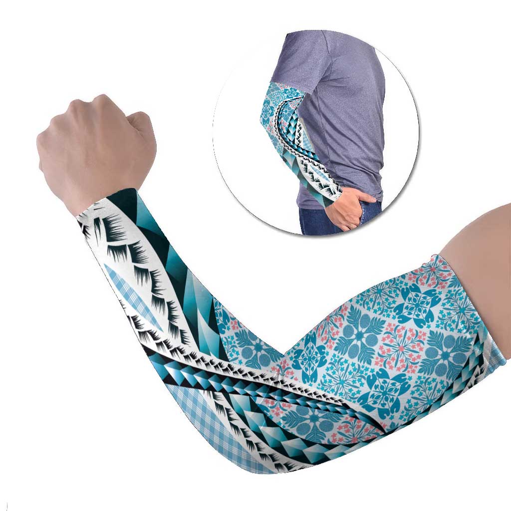 Aloha Vintage Palaka Floral Hawaiian Quilt Arm Sleeves Uliuli Motif - Polynesian Pride