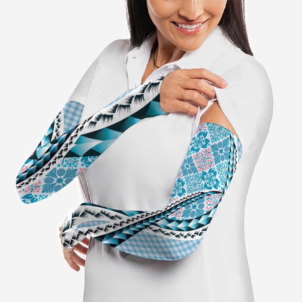 Aloha Vintage Palaka Floral Hawaiian Quilt Arm Sleeves Uliuli Motif - Polynesian Pride