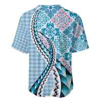 Aloha Vintage Palaka Floral Hawaiian Quilt Baseball Jersey Uliuli Motif - Polynesian Pride