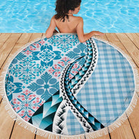 Aloha Vintage Palaka Floral Hawaiian Quilt Beach Blanket Uliuli Motif - Polynesian Pride