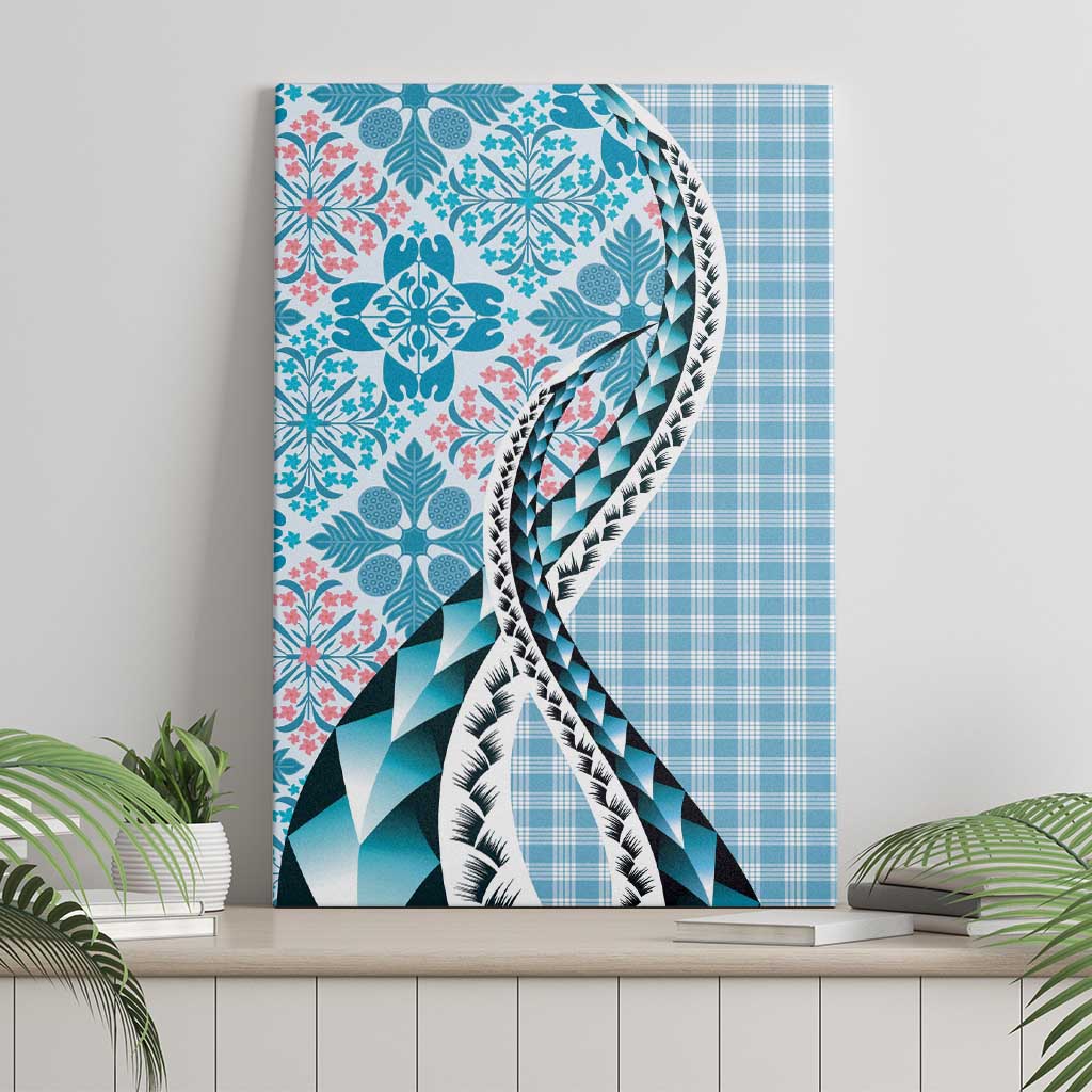 Aloha Vintage Palaka Floral Hawaiian Quilt Canvas Wall Art Uliuli Motif - Polynesian Pride