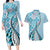 Aloha Vintage Palaka Floral Hawaiian Quilt Couples Matching Long Sleeve Bodycon Dress and Hawaiian Shirt Uliuli Motif - Polynesian Pride