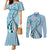 Aloha Vintage Palaka Floral Hawaiian Quilt Couples Matching Mermaid Dress and Long Sleeve Button Shirt Uliuli Motif - Polynesian Pride