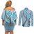 Aloha Vintage Palaka Floral Hawaiian Quilt Couples Matching Off Shoulder Short Dress and Long Sleeve Button Shirt Uliuli Motif - Polynesian Pride