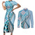 Aloha Vintage Palaka Floral Hawaiian Quilt Couples Matching Short Sleeve Bodycon Dress and Long Sleeve Button Shirt Uliuli Motif - Polynesian Pride
