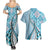 Aloha Vintage Palaka Floral Hawaiian Quilt Couples Matching Summer Maxi Dress and Hawaiian Shirt Uliuli Motif - Polynesian Pride