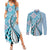 Aloha Vintage Palaka Floral Hawaiian Quilt Couples Matching Summer Maxi Dress and Long Sleeve Button Shirt Uliuli Motif - Polynesian Pride