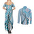Aloha Vintage Palaka Floral Hawaiian Quilt Couples Matching Summer Maxi Dress and Long Sleeve Button Shirt Uliuli Motif - Polynesian Pride