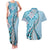Aloha Vintage Palaka Floral Hawaiian Quilt Couples Matching Tank Maxi Dress and Hawaiian Shirt Uliuli Motif - Polynesian Pride