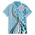 Aloha Vintage Palaka Floral Hawaiian Quilt Family Matching Off The Shoulder Long Sleeve Dress and Hawaiian Shirt Uliuli Motif - Polynesian Pride