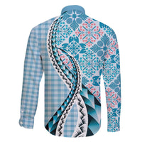 Aloha Vintage Palaka Floral Hawaiian Quilt Family Matching Off Shoulder Short Dress and Hawaiian Shirt Uliuli Motif - Polynesian Pride