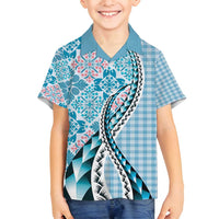 Aloha Vintage Palaka Floral Hawaiian Quilt Family Matching Tank Maxi Dress and Hawaiian Shirt Uliuli Motif - Polynesian Pride