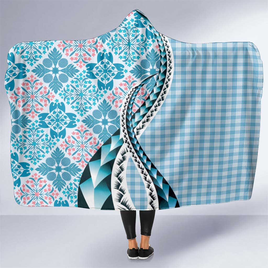 Aloha Vintage Palaka Floral Hawaiian Quilt Hooded Blanket Uliuli Motif - Polynesian Pride