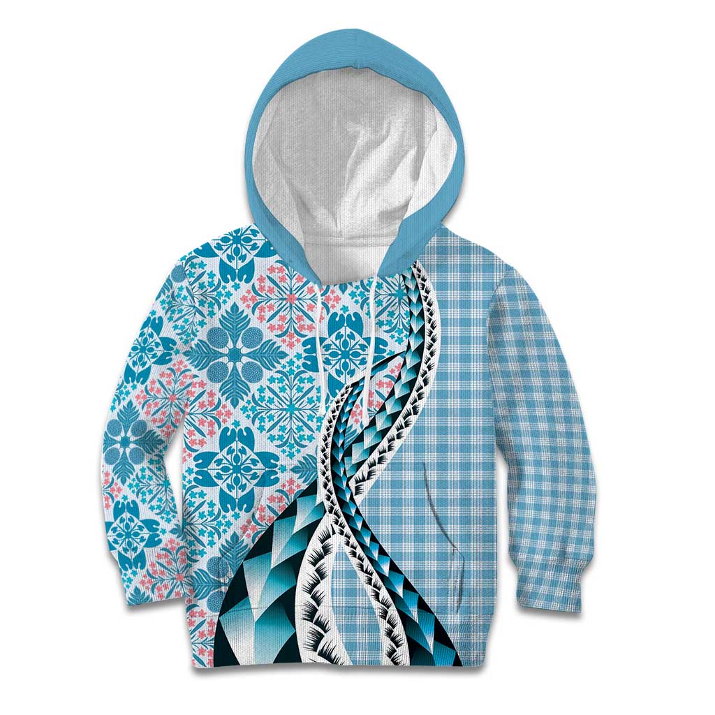 Aloha Vintage Palaka Floral Hawaiian Quilt Kid Hoodie Uliuli Motif - Polynesian Pride